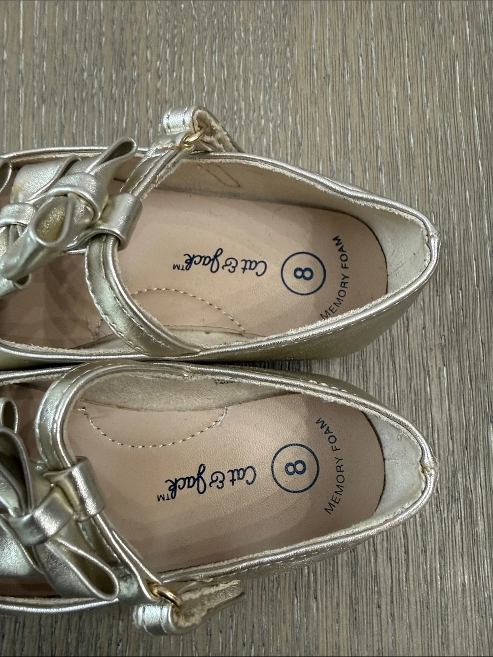 Cat & Jack Girls Metallic Gold Bow Mary Janes